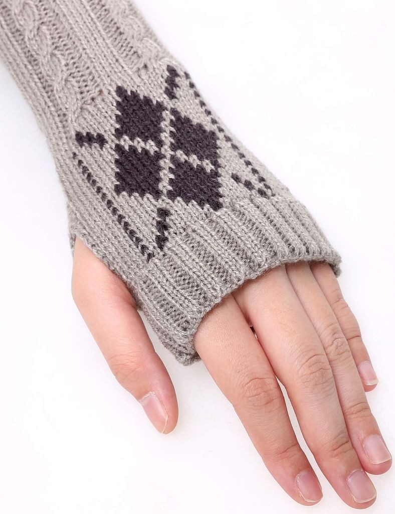 Coffee New Women Winter Arm Warmers Half Finger Knitted Fingerless Gloves